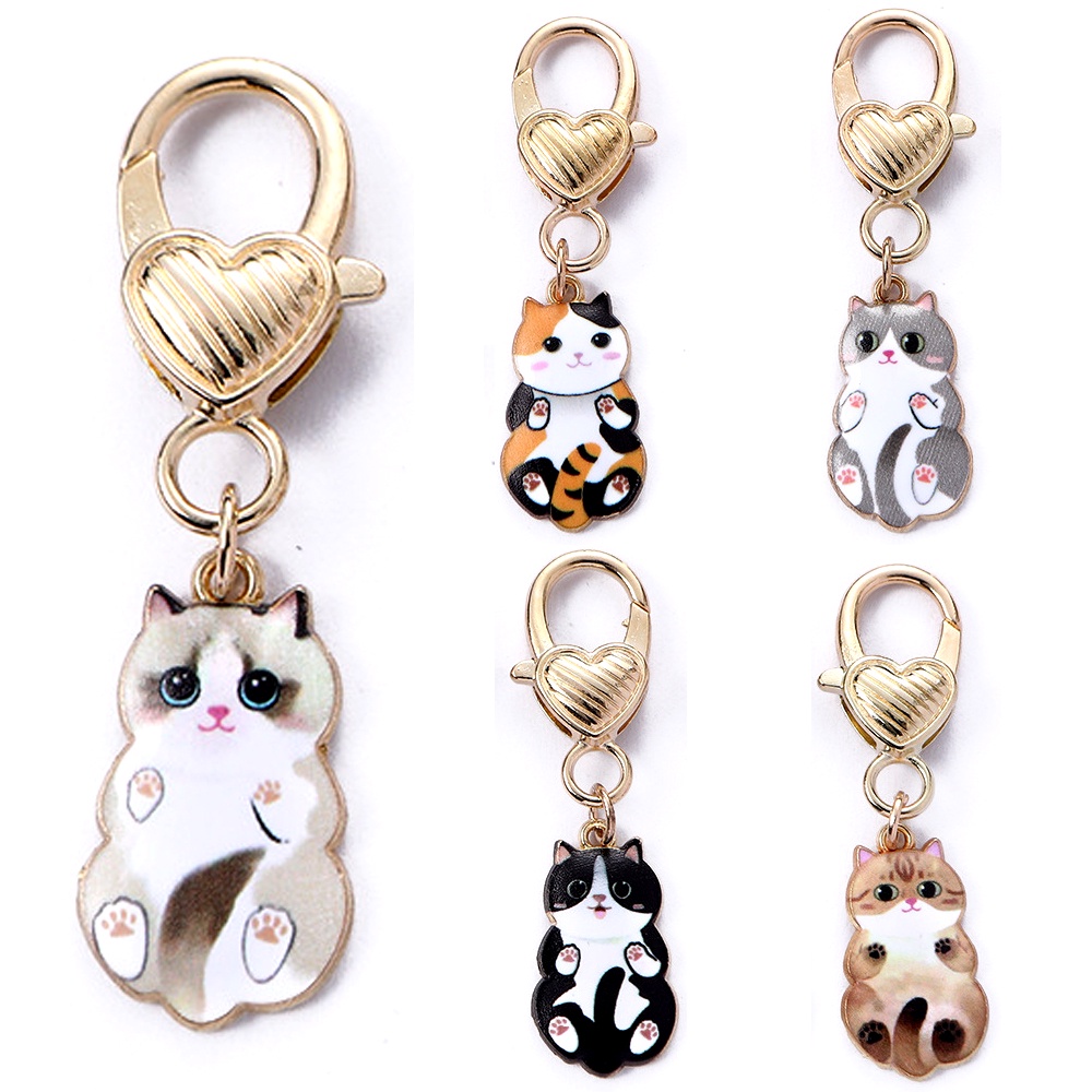 Cute Cat Keychain Cartoon Pet Pendant Keyring for Women Men Car Key ...