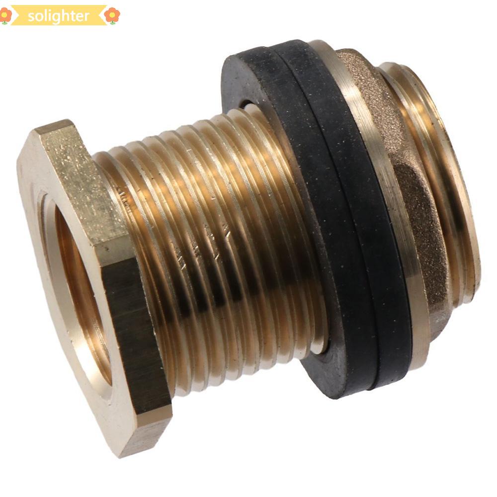 SOLIGHTER 4pcs Solid Brass Bulkhead Fitting, 3/4inch Male Thread Brass