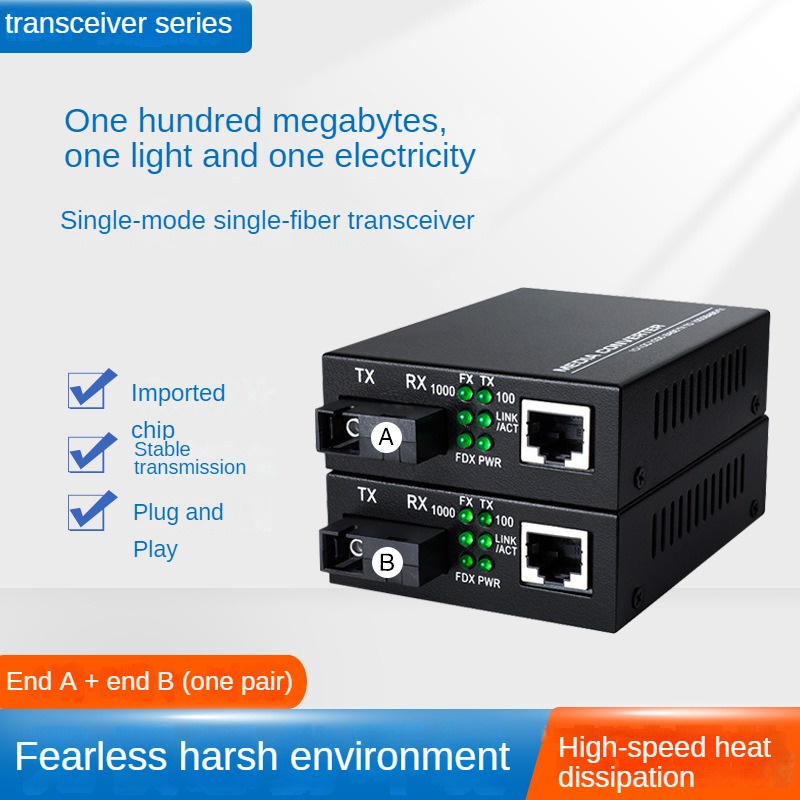 Grade 100M Fiber Transceiver 1SFP+1RJ45 Photoelectric Converter