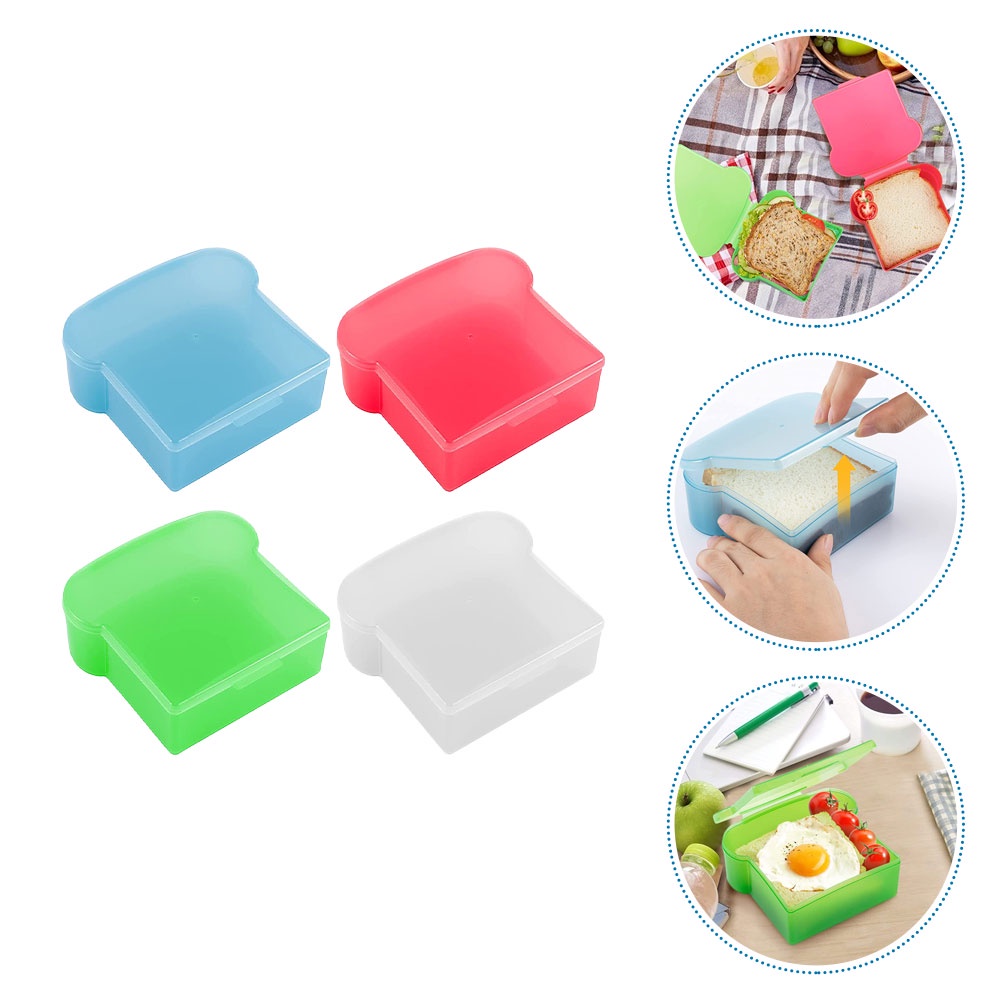 [READY STOCK] 4 Pcs Loaf Bread Outdoor Container Snacks Kids Fresh Keep ...