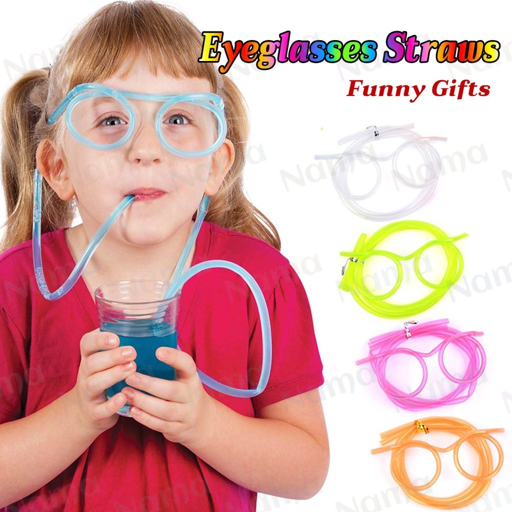 Nama Eyeglasses Straws Glasses Drinking Straw Crazy Funny Plastic Art