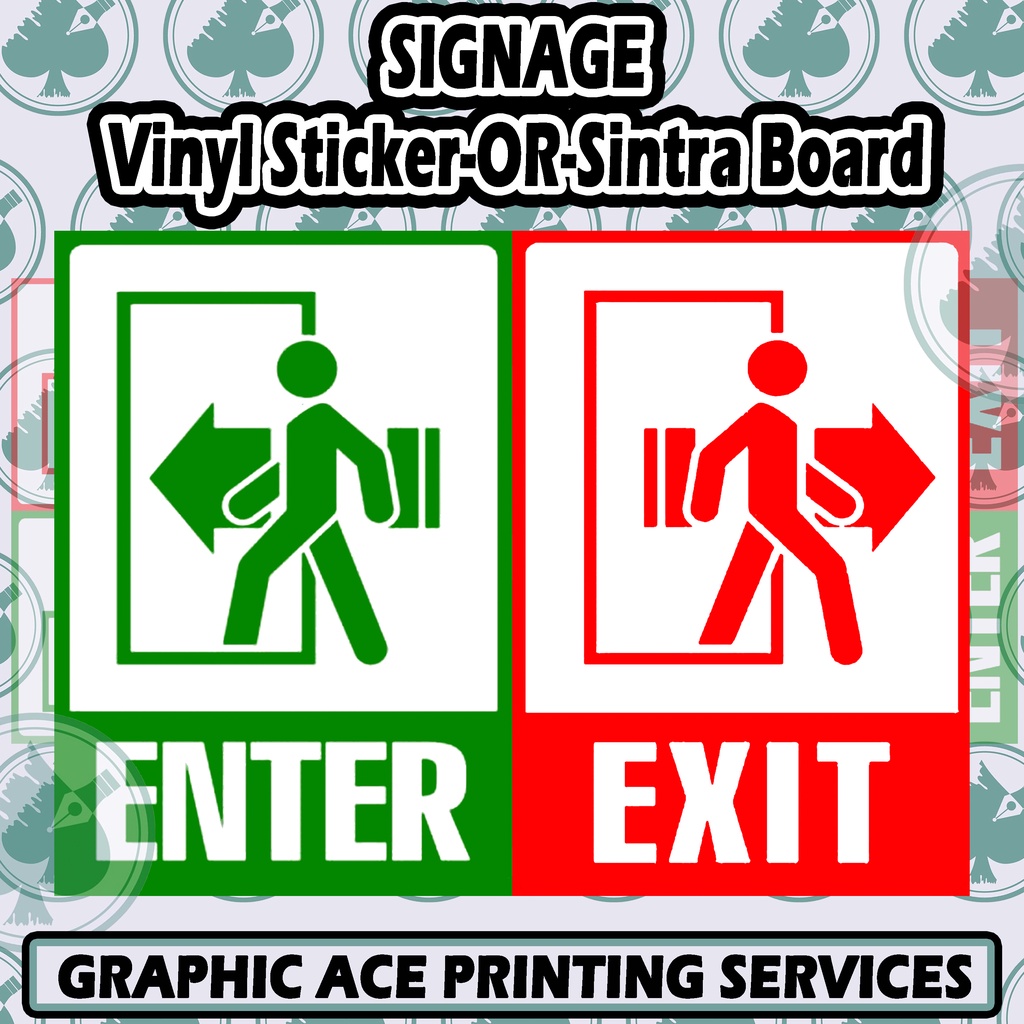 A5 Size Enter Exit Entrance Signage