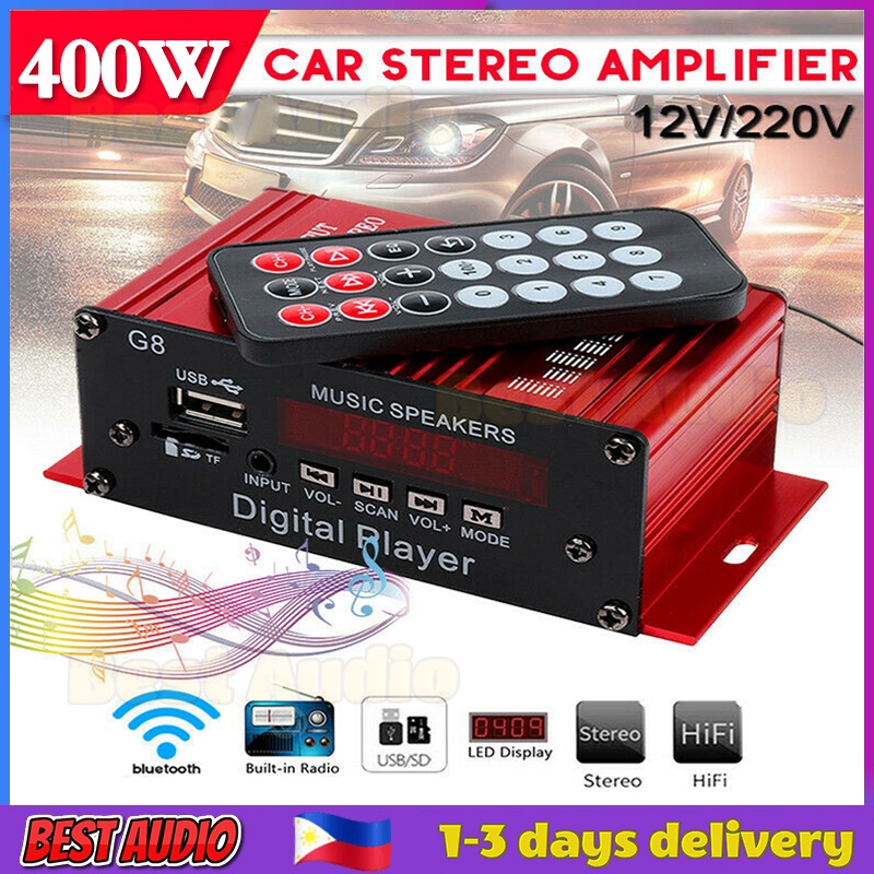 400W G8 Car Amplifier 12V HIFI Stereo Power Amplifier with Bluetooth ...