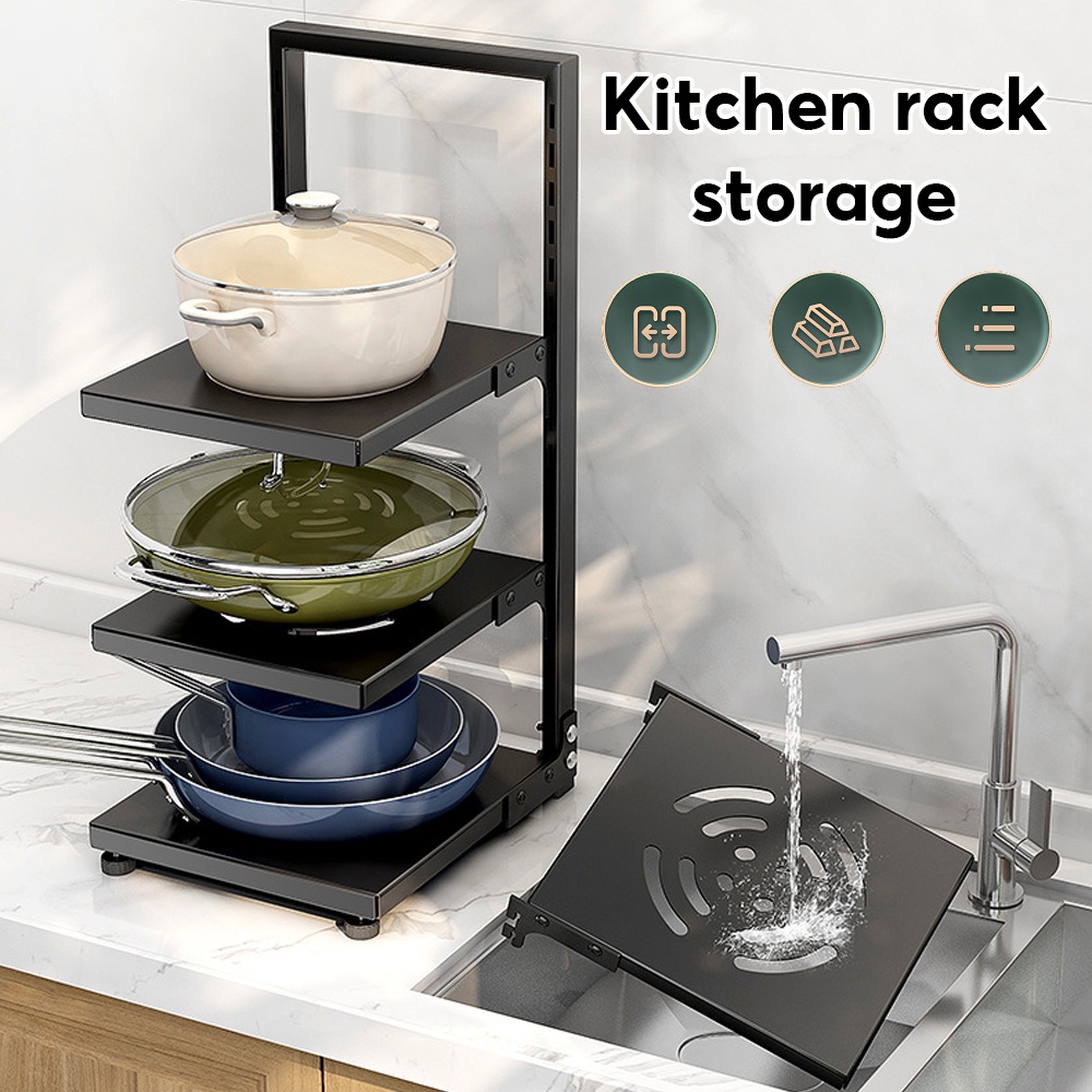 Kitchen rack Kitchen Pan Organizer 2/4 layer Pot Rack Adjustable ...