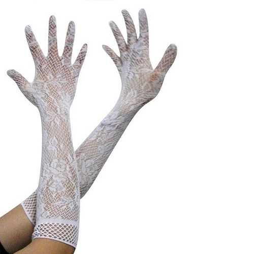 Women's Lace Gloves With Bow - Short Elegant Gloves For Wedding & Special Events