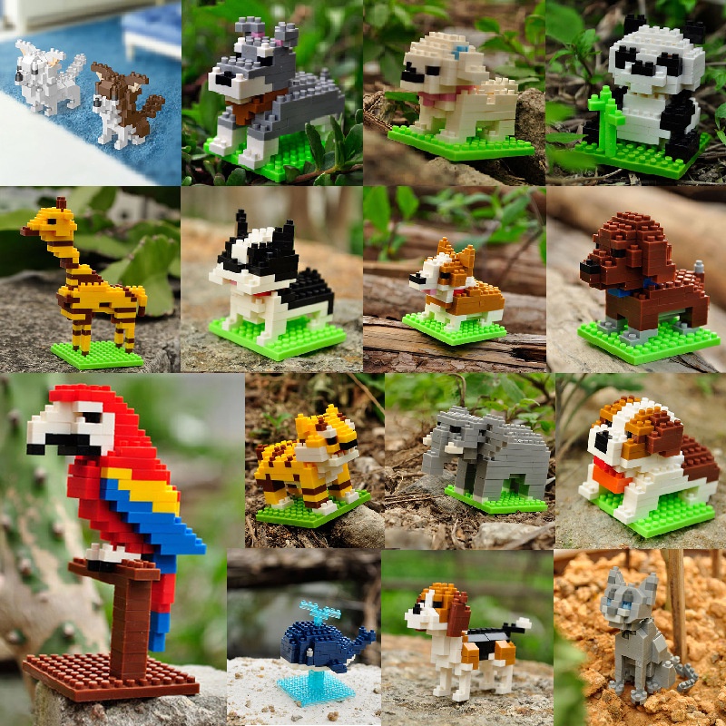 Small Size Wisehawk Mini Blocks Assembly Animal Diamond Bricks Dog Bird ...