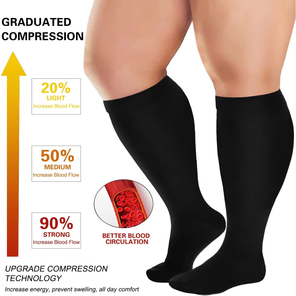 Plus Size Compression Stocking Wide Calf Women Men Leg Support Reduces ...