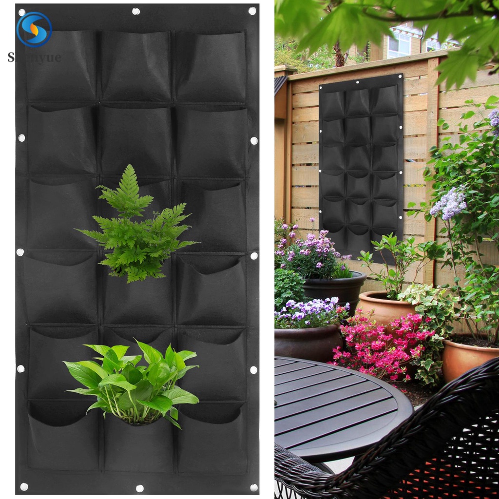 Hanging Planting Grow Bags with18 Pockets 19.7×39.4in Felt Hanging ...