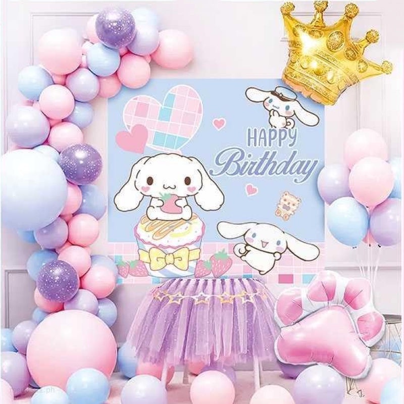 Cinnamoroll Theme Balloon Set Happy Birthday Decoration Backdrop Birthday Decor Macaron Balloons 4535