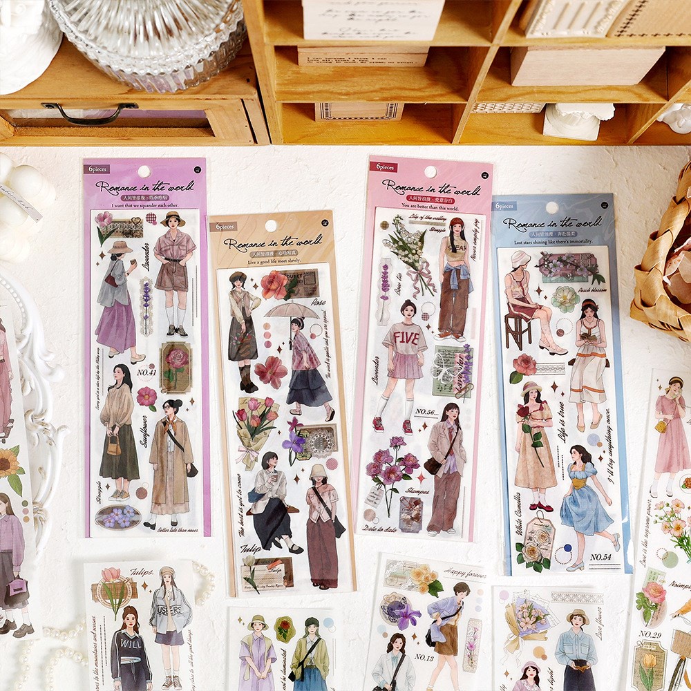 6 Pcs People Stickers Fashion Girl Scrapbook Sticker For Journaling ...