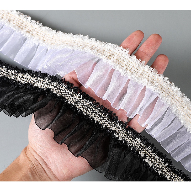 1 yard Pleated Mesh Lace Ruffle Trim Ribbon DIY Decoration Fabric ...
