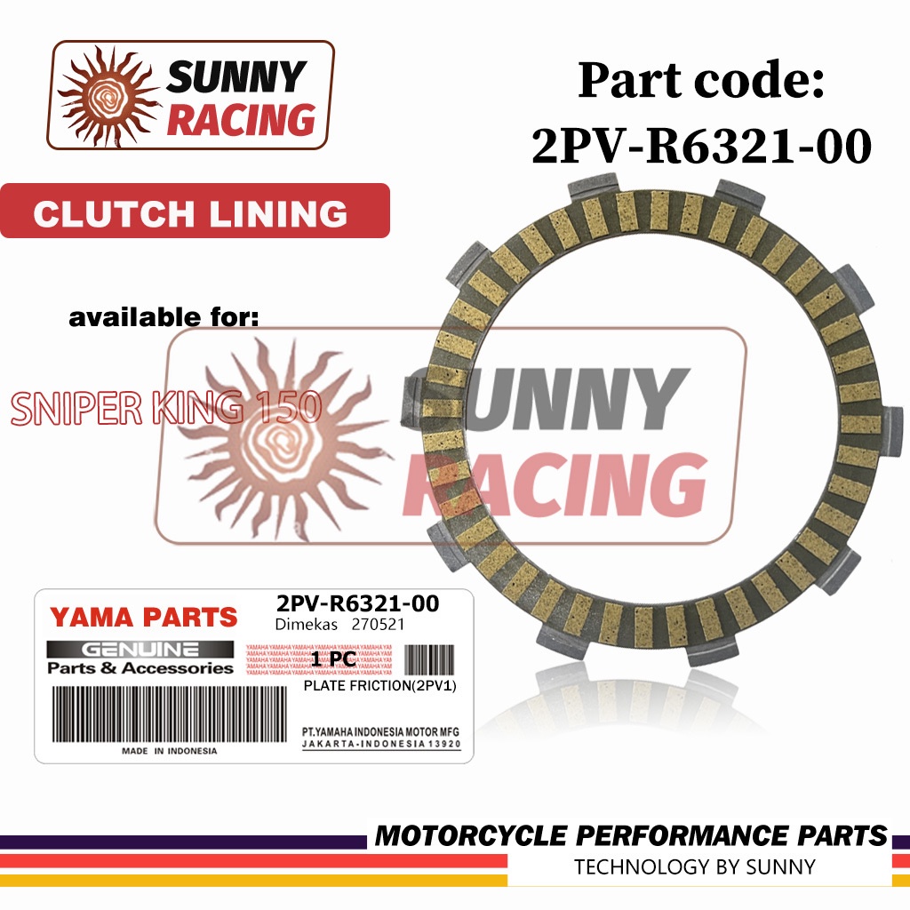 Clutch Lining 2PV fit for YTX125/FZ16/SZ16/Sniper150/Barako1&2 Parts ...