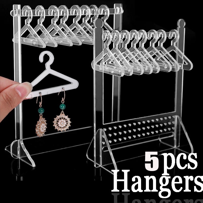 5Pcs/Set Acrylic Hanger Shape Tabletop Jewelry Display Holder for