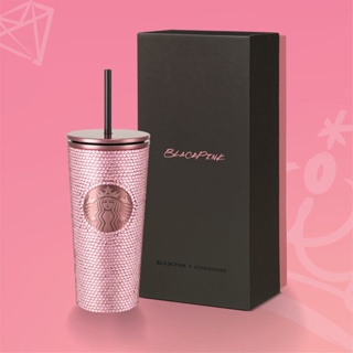 Hot Pink AB Rhinestone Starbucks Reusable 24 oz Cold Cup.