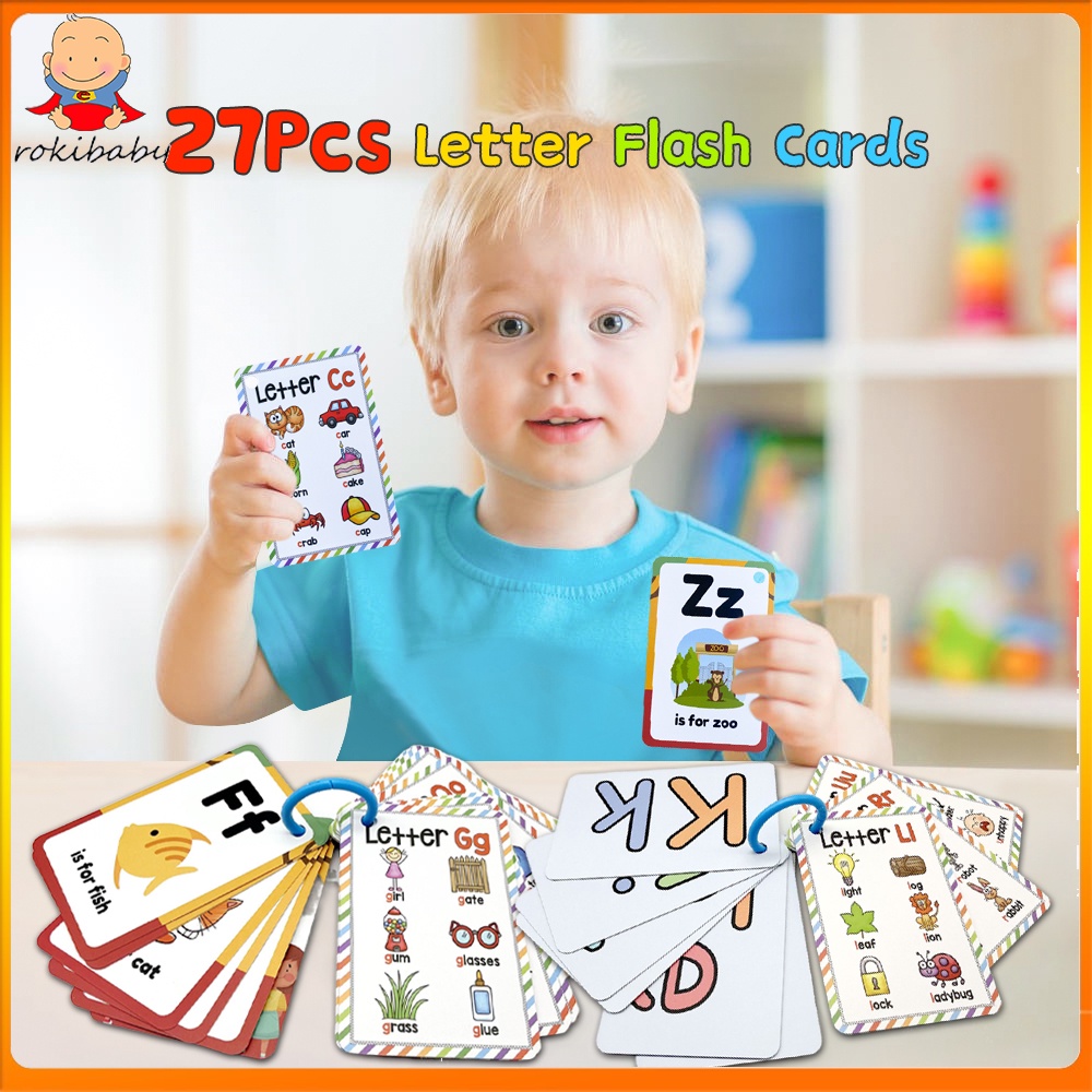 Rokibaby Alphabet Flash Cards for Kids Baby Montessori Preschool