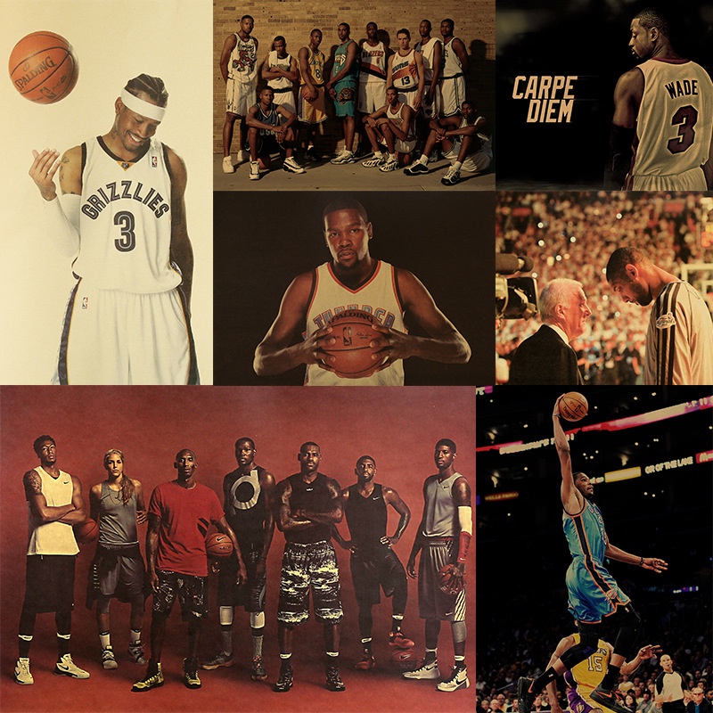 NBA Star Kraft Paper Poster Nostalgic Vintage Building Dormitory ...