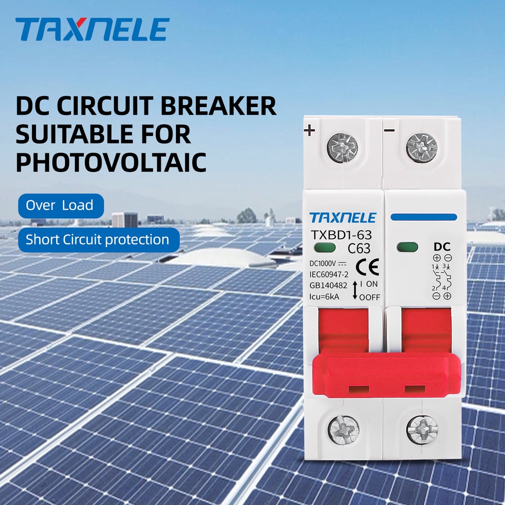 2P DC 1000V Solar Circuit Breaker DC MCB for Photovoltaic PV System 10A ...
