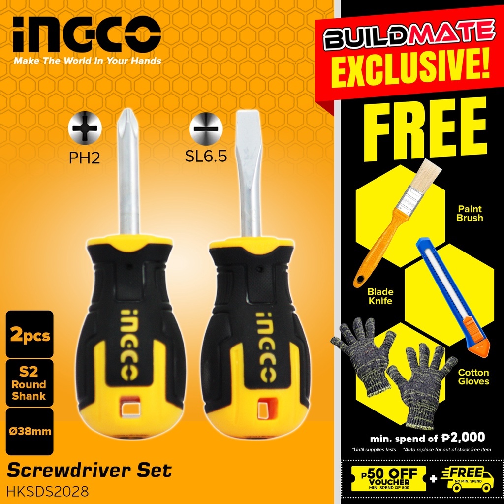 Ingco Pcs Slotted And Phillips Screwdriver Set S Round Shank