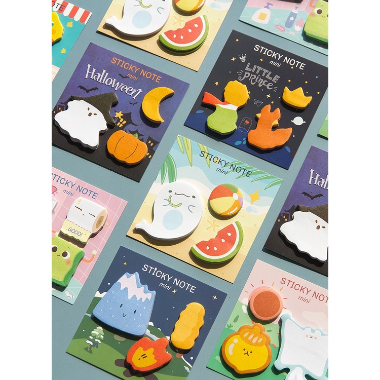 30 Pcs Kawaii Hallowmas Sticky Notes Cute Stationary Cartoon Series ...