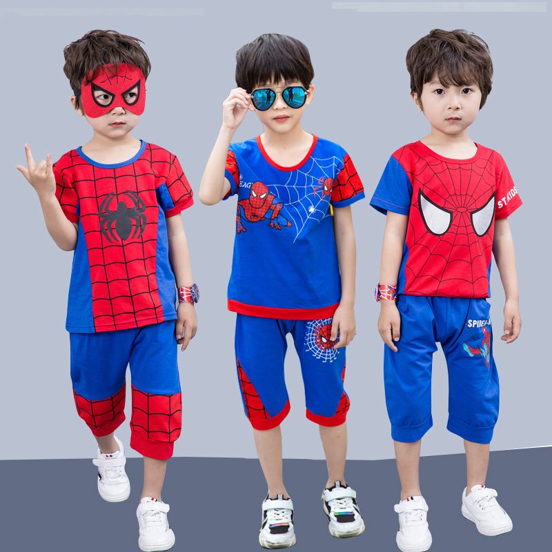 Kid's Short Sleeve Set Kid's Spiderman Clothes Boys' Spiderman Kid's