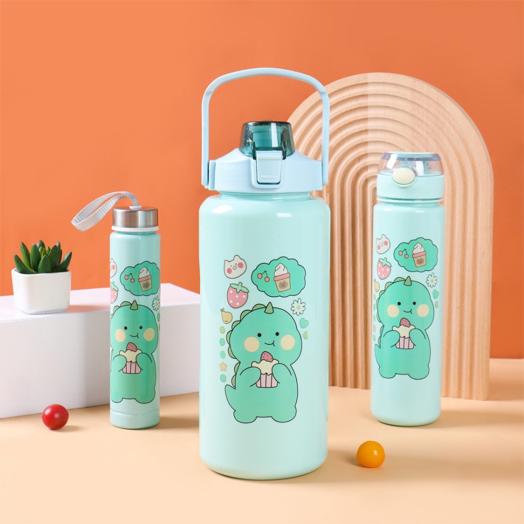 enph3pcs/set Outdoor Sport Gradient Color Water Bottles Dinosaur ...