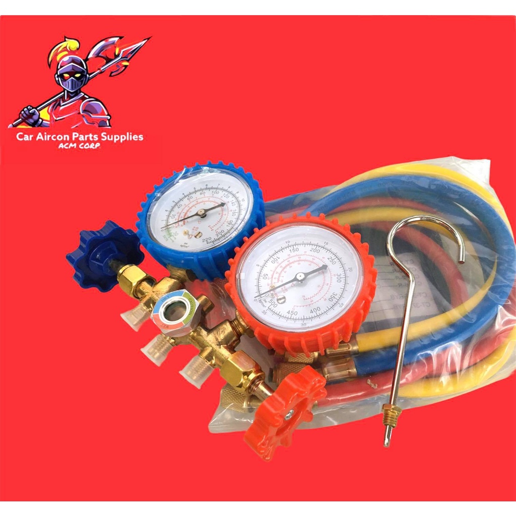 Car Aircon MANIFOLD GAUGE SET with HOSE Heavy Duty set 134a car