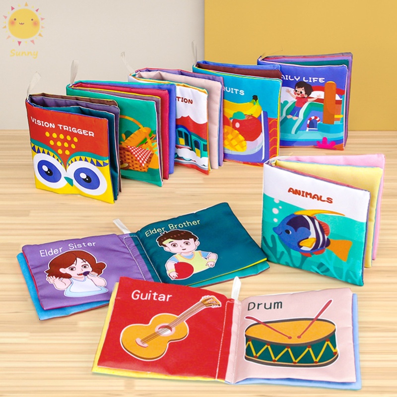 6 Pcs Newborn English Soft Cloth Book Early Education Cloth Books for ...
