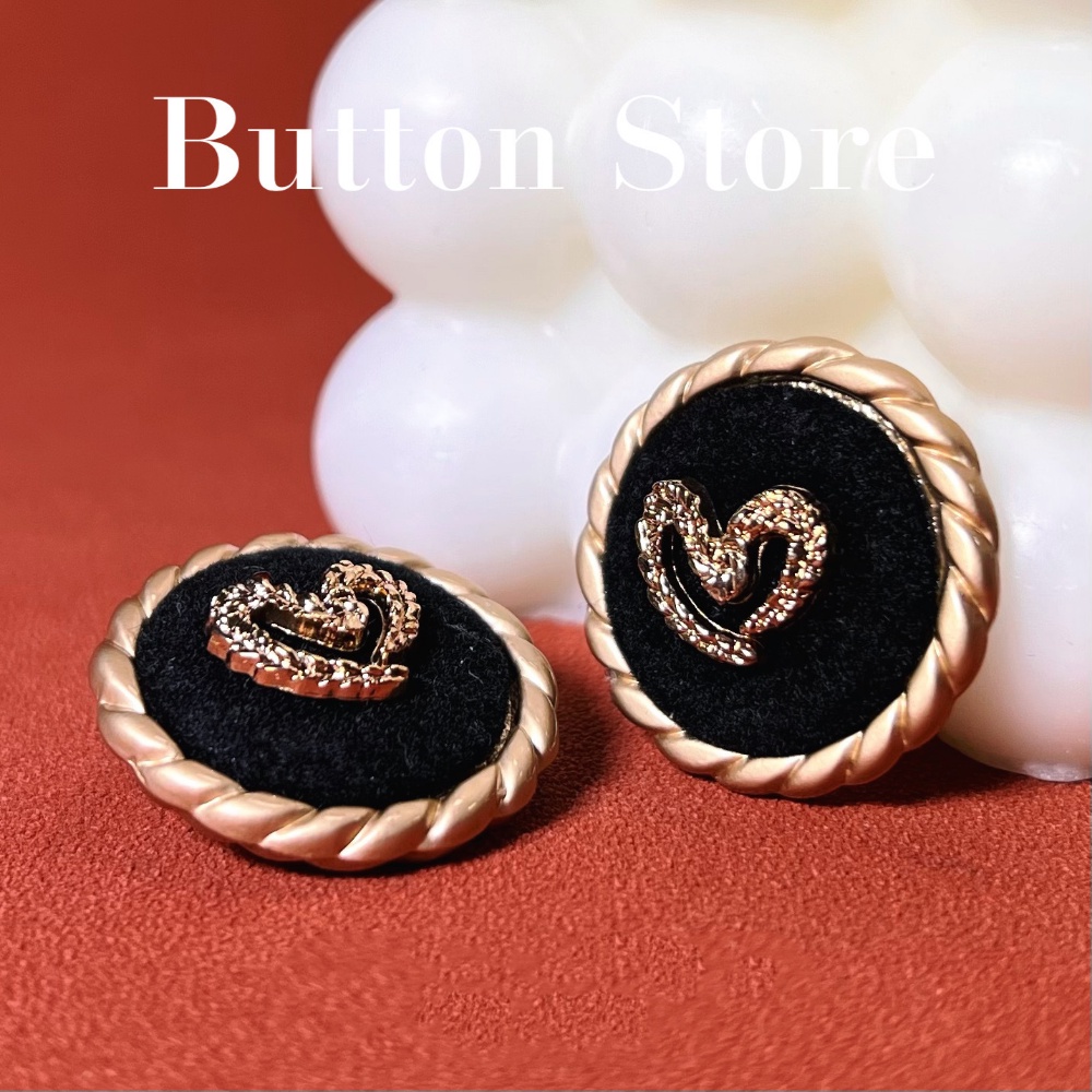5 Pieces High-End Flocking Metal Buttons Fashion Heart-Shaped Clothes ...