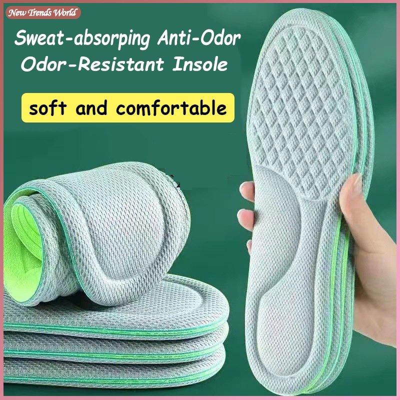 1 Pair Unisex Deodorant Insoles, AbsorbSweat AntiOdor Breathable Shoe Pads Memory Foam Sports