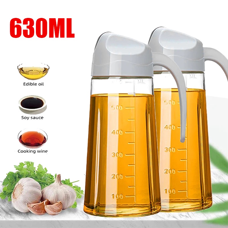 630ml Household Leak-proof Glass Oil Bottle/Automatic Opening and ...