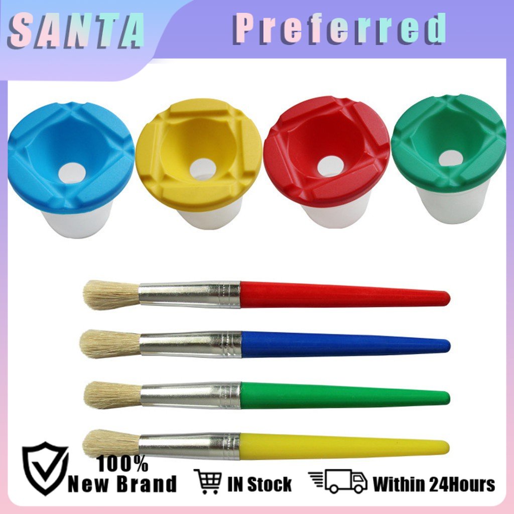 8Pcs/Set Paint Cups Painting Set Spill Proof Painting Tools For Kids