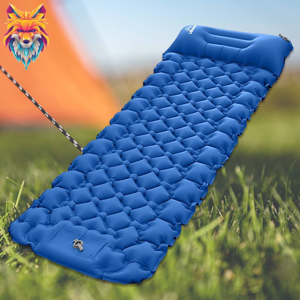 Inflatable Camping Sleeping Mat with Pillow Hiking Sleeping Pad Cushion Camping Air Mattress