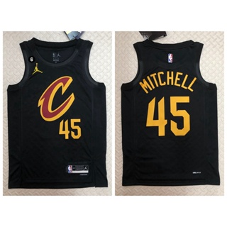 Nike Men's 2022-23 City Edition Cleveland Cavaliers Donovan Mitchell #45 White Cotton T-Shirt, Large