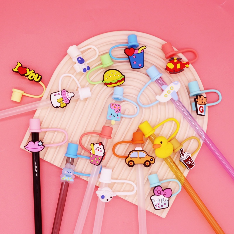 Cartoon Straw Cap 10mm Creative PVC Straw Cover Food Grade Material ...