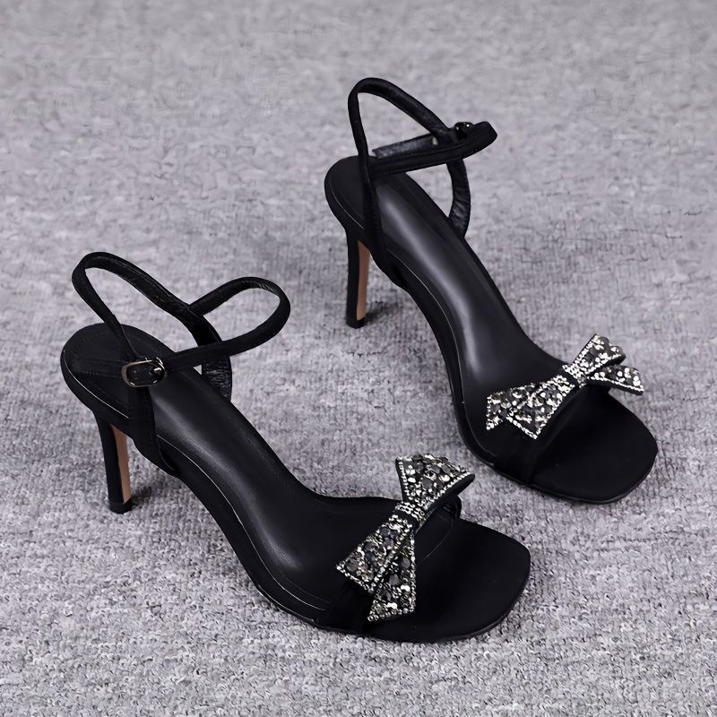 Women Sandals with Stilleto Heels Korean Style Fashion Fairy Bow Strap ...