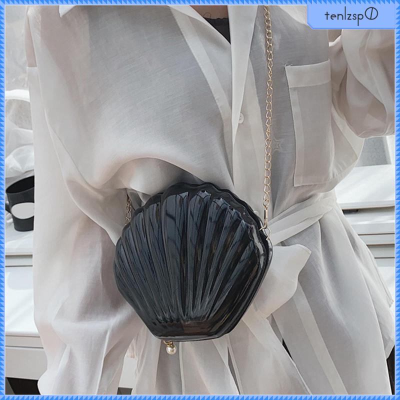 [tenlzsp0] Women Shell Shape Shoulder Bag Novelty Purse with Removable ...