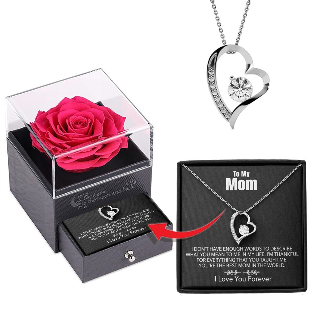 Mothers Day Gifts Preserved Flowers Real Red Rose with I Love You Mom ...
