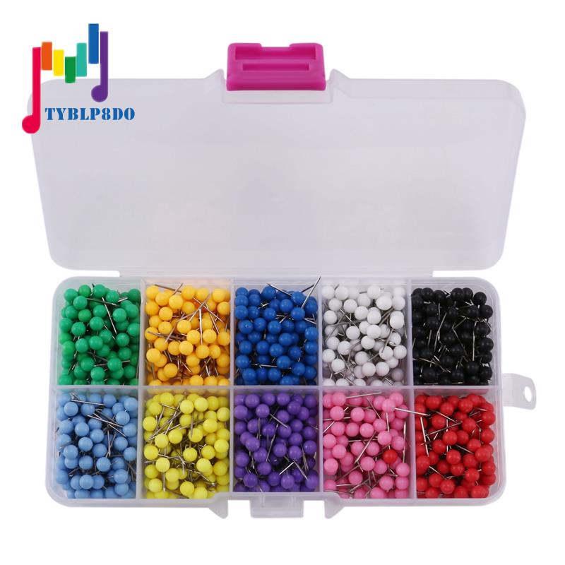 1000 Pcs Map Tacks Push Pins Plastic Head with Steel Point Cork,Board ...