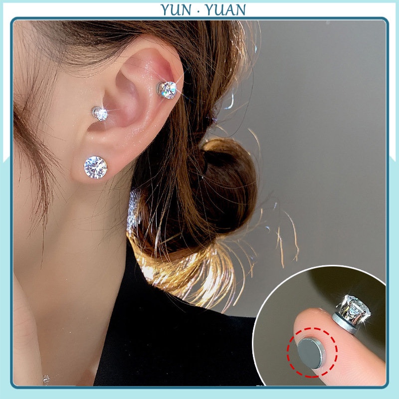 【Yunyuan】Magnetic Attractive Zircon Earbone Stud Earrings for Women ...