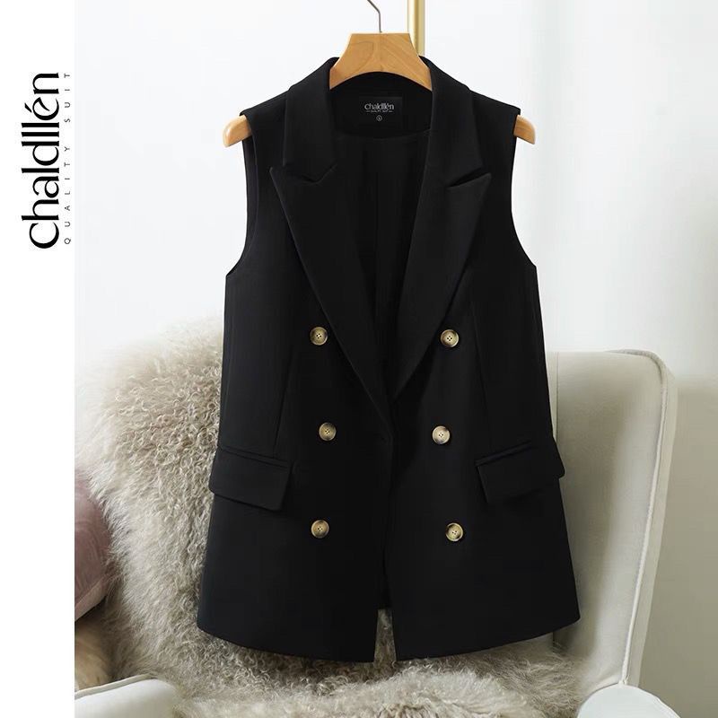 Suit Vest Women Spring Autumn Outer Trendy Beige Suit Vest Narrow Waist