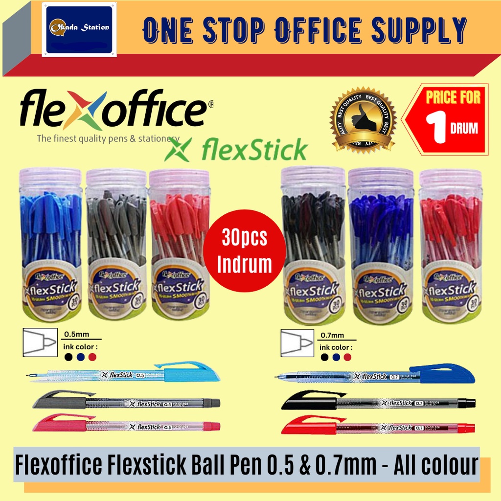 Flexoffice Flexstick Smooth Ink Ball Pen 05 07mm All Colour 30pcsdrum Shopee Philippines 2579