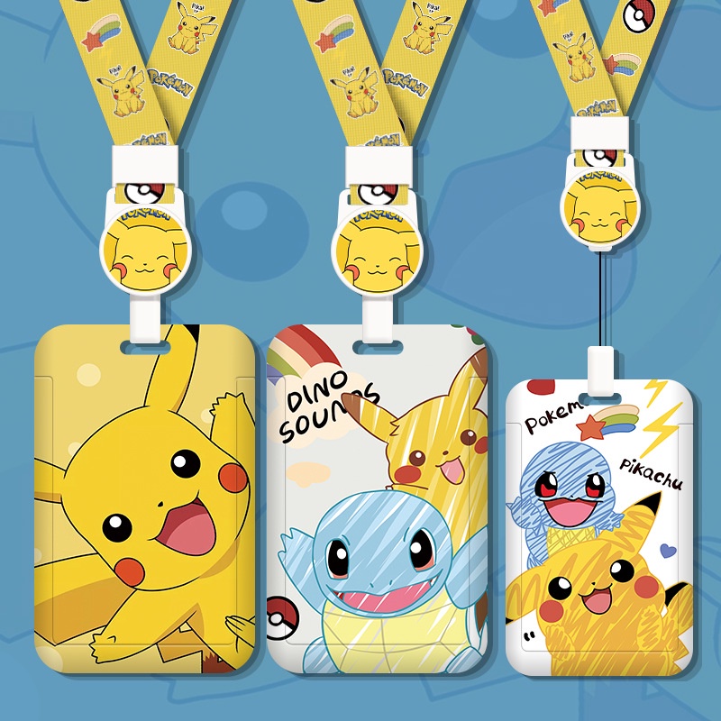 Amine Pikachu Card Holder Waterproof Retractable ID Case for Student ...