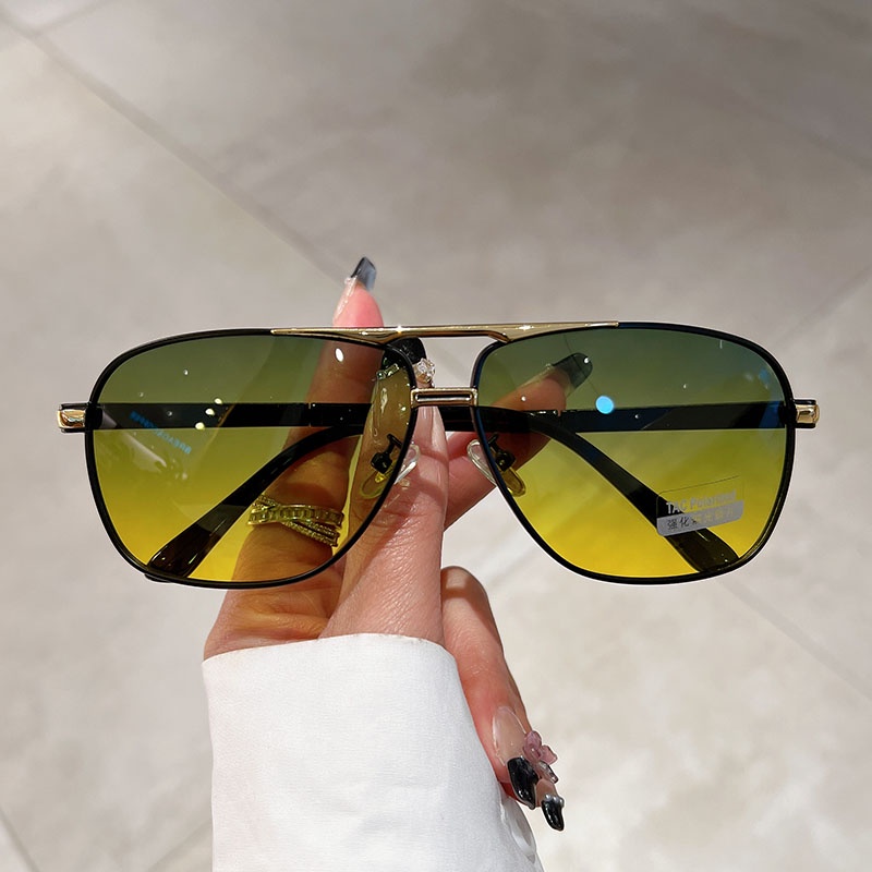 【Ready Stock】HF 2023 New Aviators Polarized Sunglasses for Driving Retro  Classic Double Beam Shades for Men Photochromic Sunnies