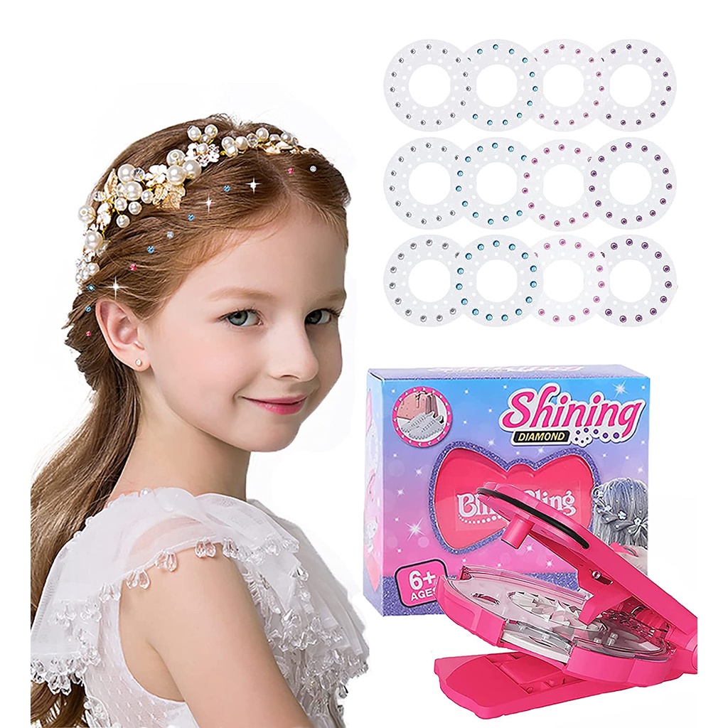 Hair Gem Stamper with 180 Hair Gems, Hair Bedazzler Kit with