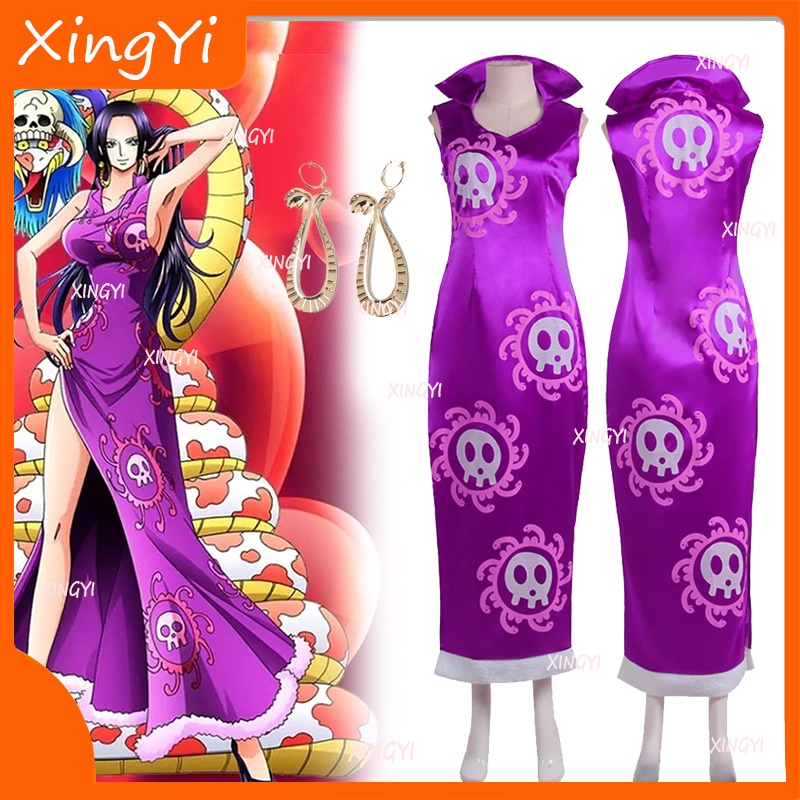 Boa Hancock One Piece Anime Cosplay Costume for Female Purple Dress ...