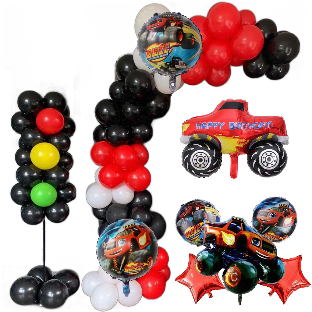 Monster Truck Birthday Theme Balloons Arch Garland Kit Race Car Party ...