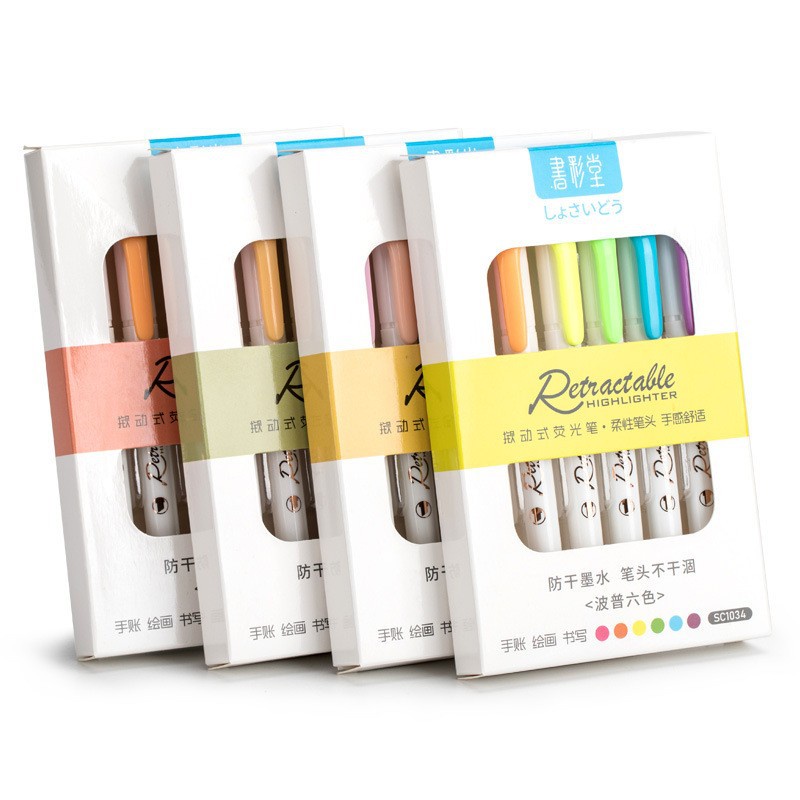 6 pieces/set of fluorescent markers, Morandi marker, color pen, retro ...
