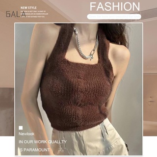 Women's Small Suspender Vest Women's Rag Top with Bra Cushion inside  One-piece Beautiful Back Short Exposed Navel outside Wearing Bottomed Shirt