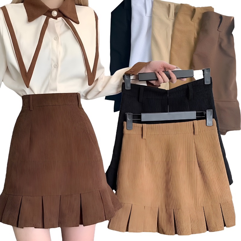 JT 99SaleShop Preppy Ruffles Hem Mini Skirt with Belt Holder Classic ...