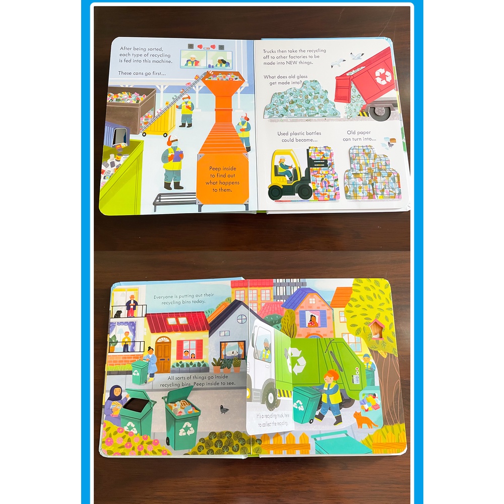 Usborne Peep Inside How A Recycling Truck Works Education 3D Flap Books ...